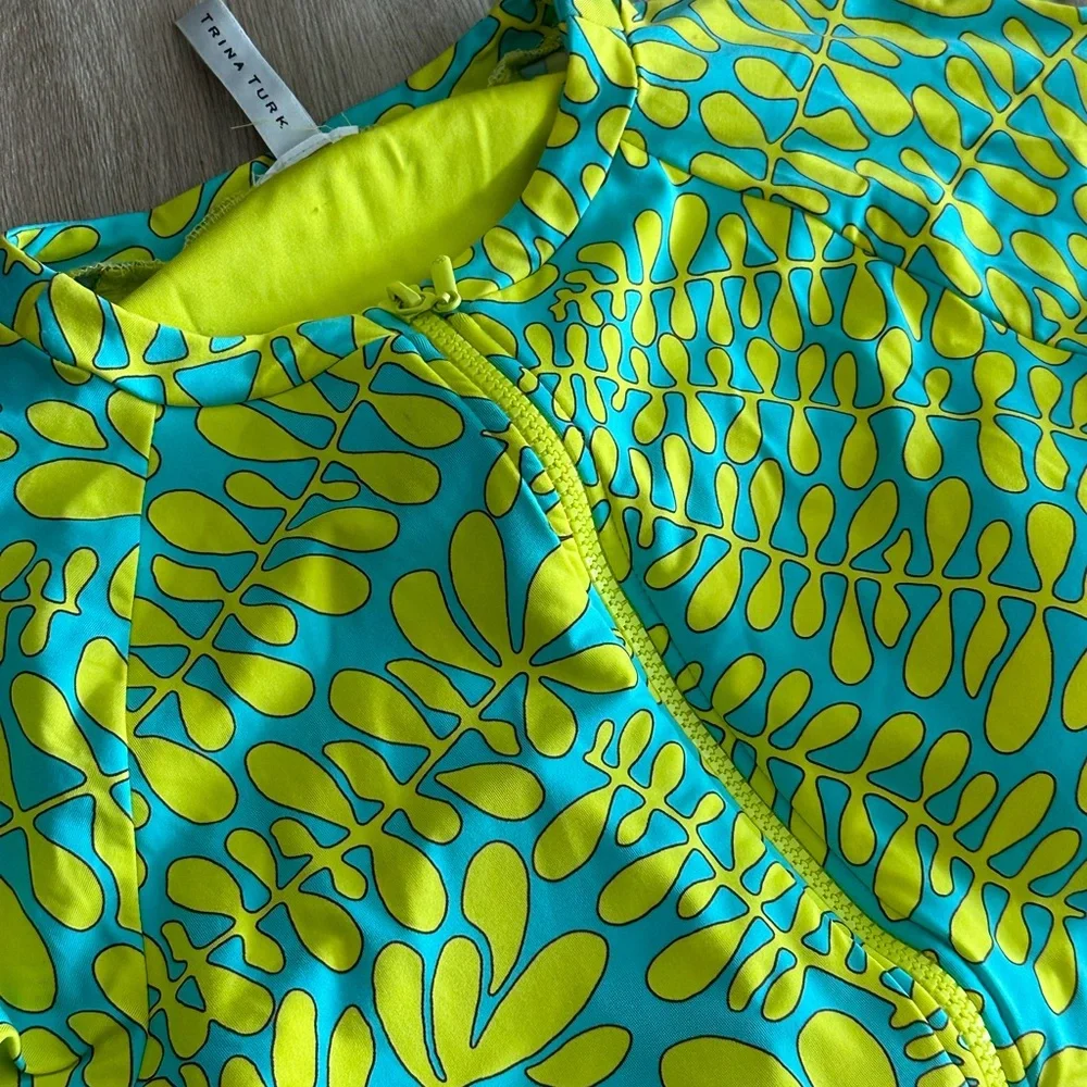 Trina Turk - Vibrant Leaf Print Long Sleeve Swimsuit retail $182 - Picture 2 of 2